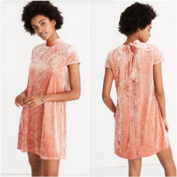 Madewell Dresses & Skirts - Madewell crushed velvet back bow mockneck dress